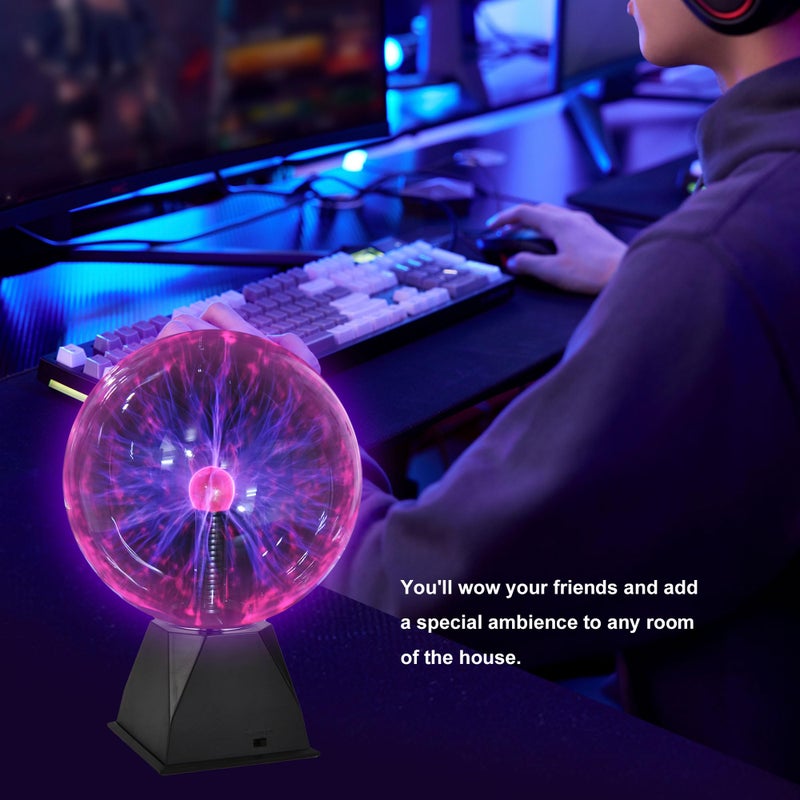 PowerTRC Plasma Ball, 8 inch Plasma Night Lamp, Batter Powered Respond to Touch & Sound Plasma Globe, Party/Science Props, Home Bedroom Decoration Christmas Novelty Gift for Kids - Image 5